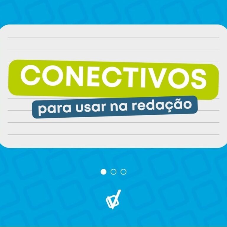 Arte produzida com referência em uma folha de papel escrito "conectivos para usar na redação".