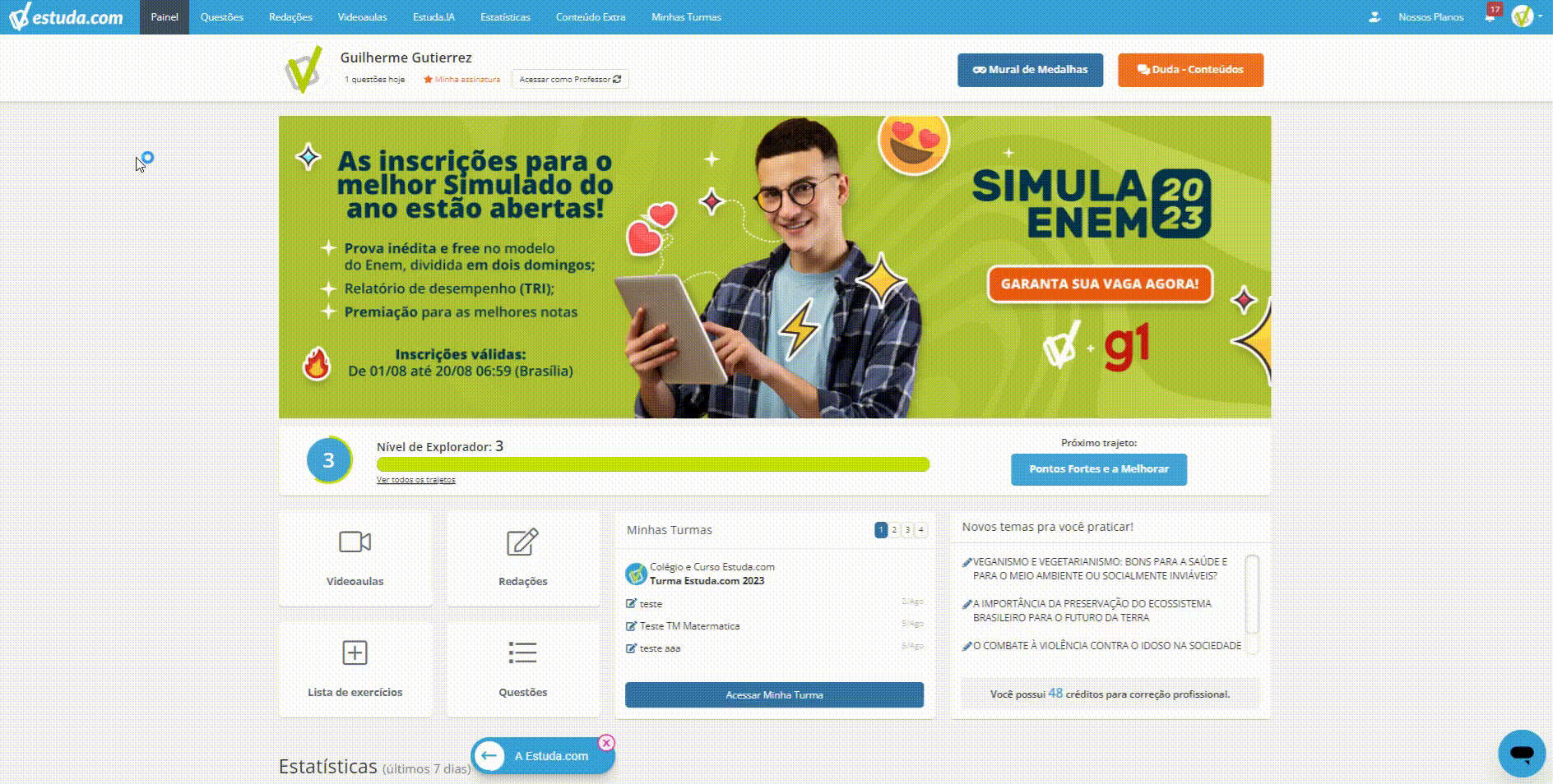 Passo a passo de como criar uma lista de exercícios na Estuda.com 