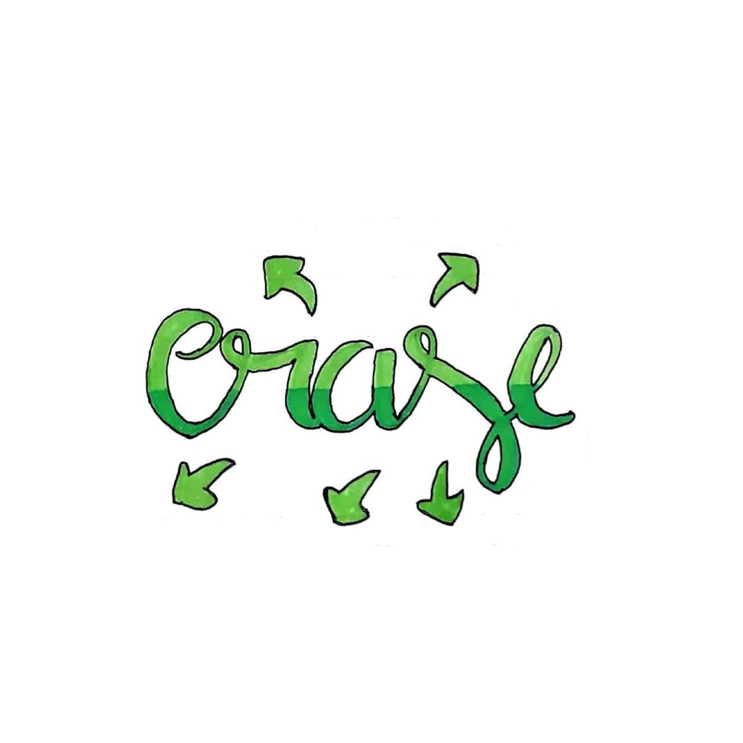 Ilustração da palavra 'crase' escrita em verde com setas ao redor, destacando o uso da crase na língua portuguesa.