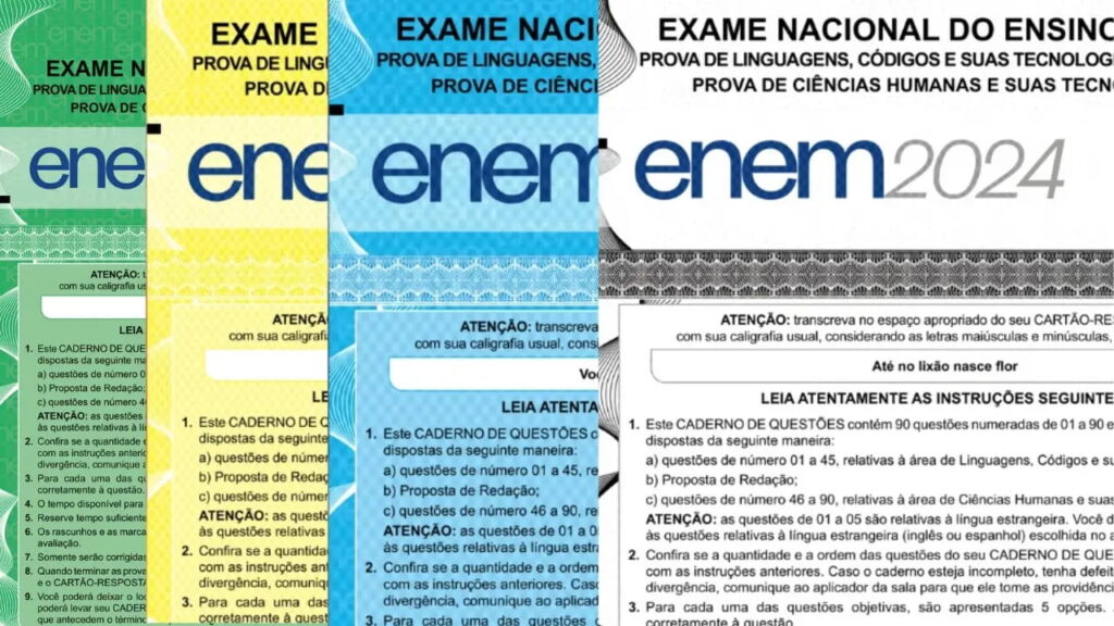 Capas das provas do Enem 2024, relacionadas às inscrições para o SiSu 2025.