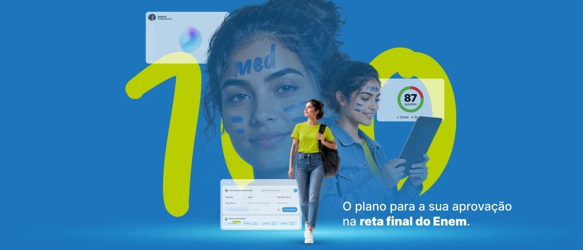 Imagem colorida com o texto '100 dias para o Enem', em referências ao conteúdo sobre a preparação intensiva e estratégias de estudo para o Enem nos últimos 100 dias antes da prova.