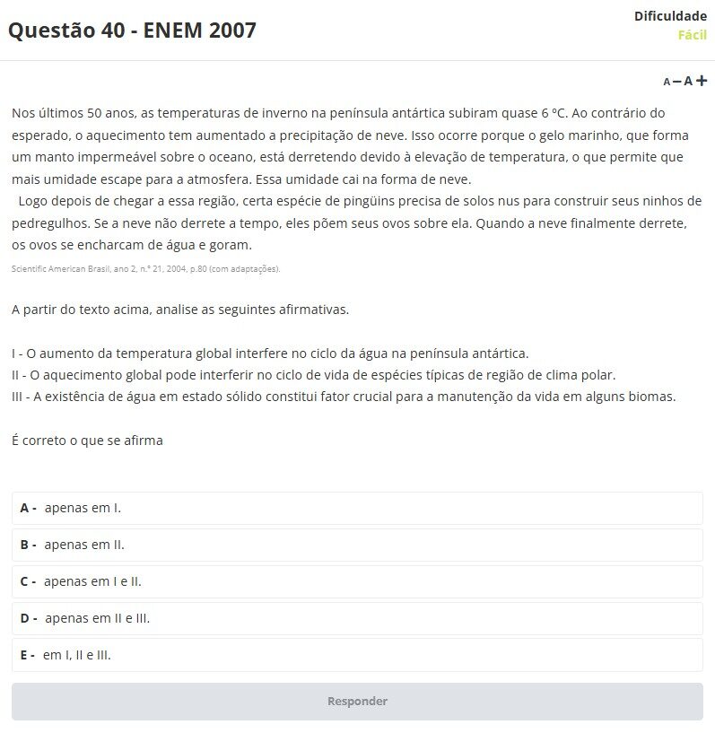 questão ciclo da agua enem