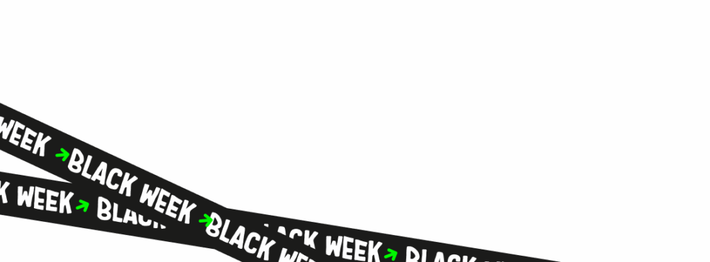 Faixa da Black Friday da Estuda anunciado a Black Week, que é a semana de descontos.