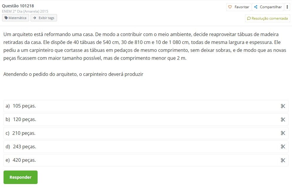Questão 162 - ENEM 2° Dia (Amarela) 2015
