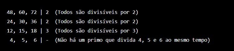 exemplo de resolução de mdc por decomposição simultânea