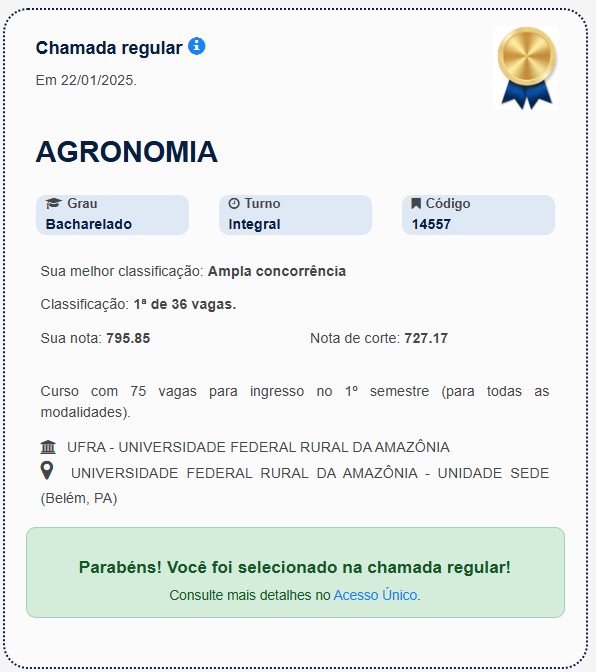 exemplo de como aparece o resultado do sisu 