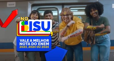 Estudantes comemorando em frente ao metrô com destaque para o logo do Sisu e texto informativo sobre notas do Enem, ilustrando tudo sobre a convocação da lista de espera no Sisu.