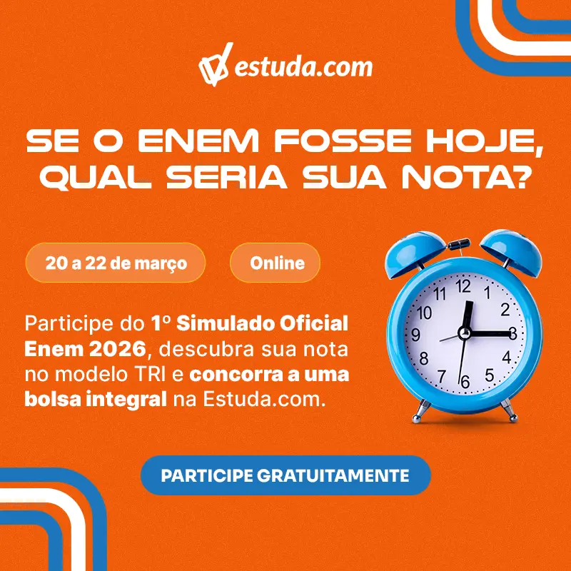 Divulgação do Simulado Enem que acontecerá nos dias 20 a 22 na plataforma Estuda.com.