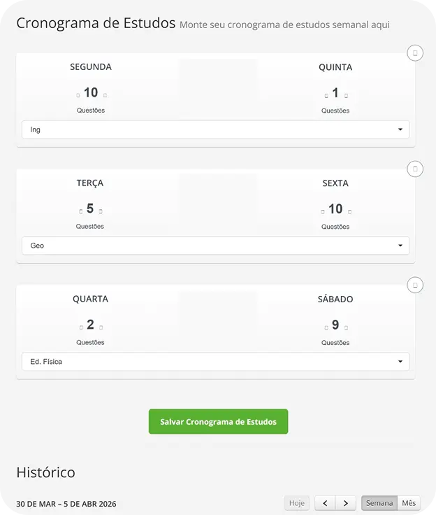 Cronograma completo até o Enem