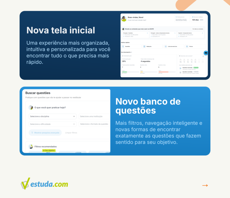 Descubra as 8 novas ferramentas da Estuda.com para revolucionar seus estudos para o ENEM e vestibulares.