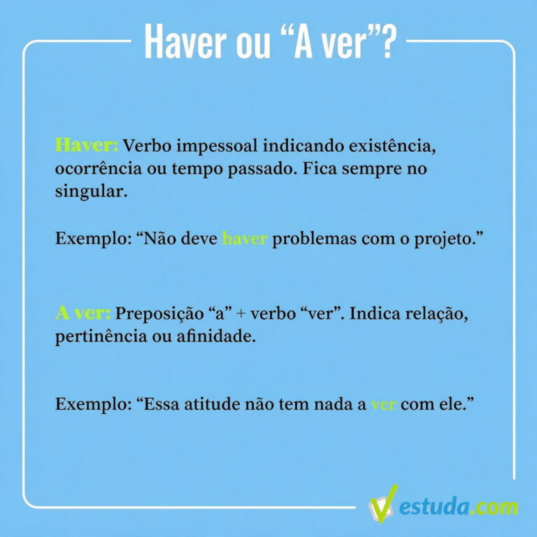 Imagem explicativa sobre as diferenças entre haver e a ver.