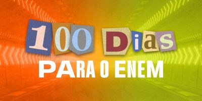 Imagem colorida com o texto '100 dias para o Enem', em referências ao conteúdo sobre a preparação intensiva e estratégias de estudo para o Enem nos últimos 100 dias antes da prova.
