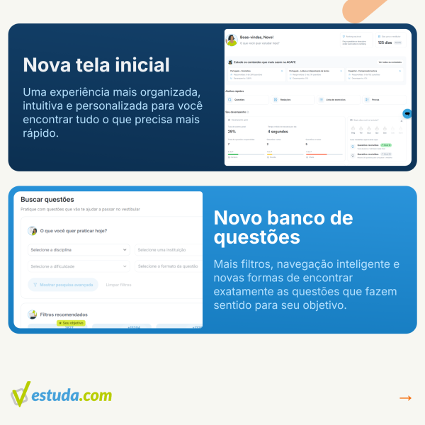 Descubra as 8 novas ferramentas da Estuda.com para revolucionar seus estudos para o ENEM e vestibulares.