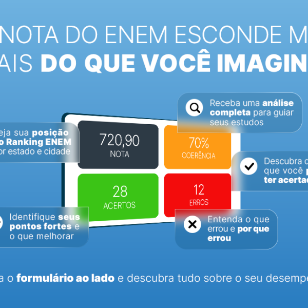 Ferramenta de raio x enem da plataforma Estuda.com para ajudar estudantes a descobrirem o que precisa melhorar para a próxima prova do exame.