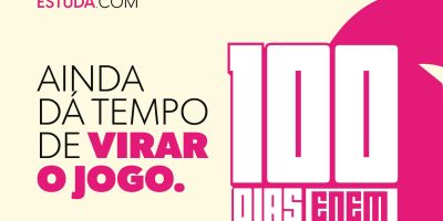 Imagem colorida com o texto '100 dias para o Enem', em referências ao conteúdo sobre a preparação intensiva e estratégias de estudo para o Enem nos últimos 100 dias antes da prova.