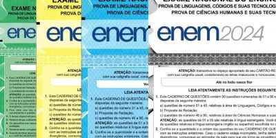 Capas das provas do Enem 2024, relacionadas às inscrições para o SiSu 2025.